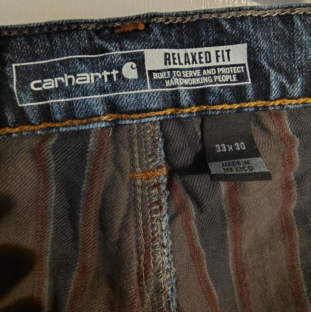 Carhartt Flannel Lined Relaxed Fit Five Pocket Jeans 33 X 30 - Picture 3 of 12